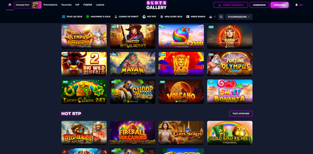 A maximum withdrawal figure appears in the Slots Gallery terms.